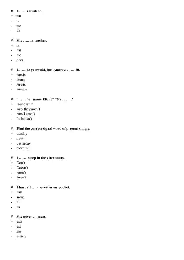 Present Simple Exercises