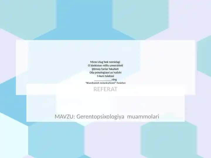 Gerentopsixologiya muammolari