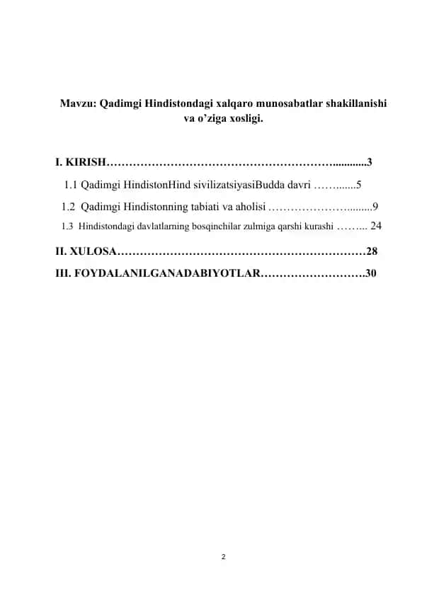 Qadimgi Hindistondagi xalqaro munosabatlar shakillanishi va o’ziga xosligi