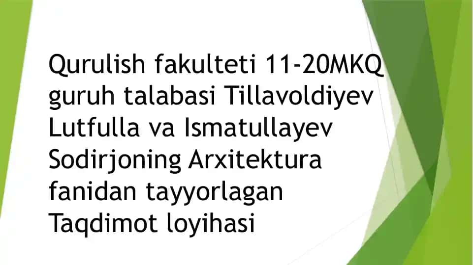 Jamoat binosining strapilava tom rejasini ishlab chiqish loyihasi