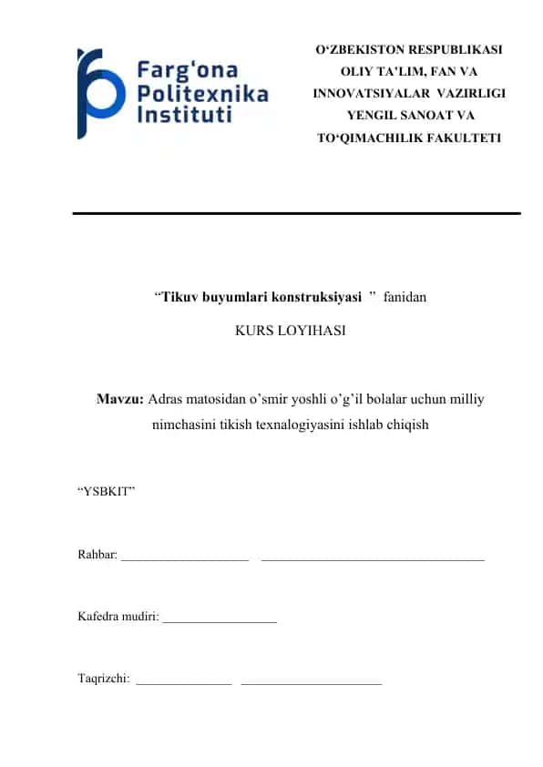 Tikuv buyumlari konstruksiyasi
