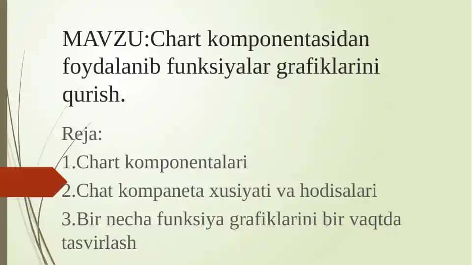 Chart komponentasidan foydalanib funksiyalar grafiklarini qurish.