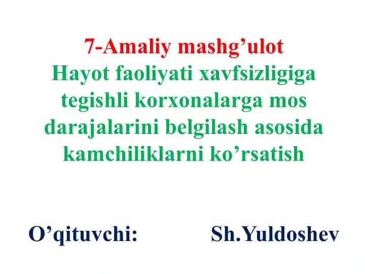 Hayot faoliyati xavfsizligi