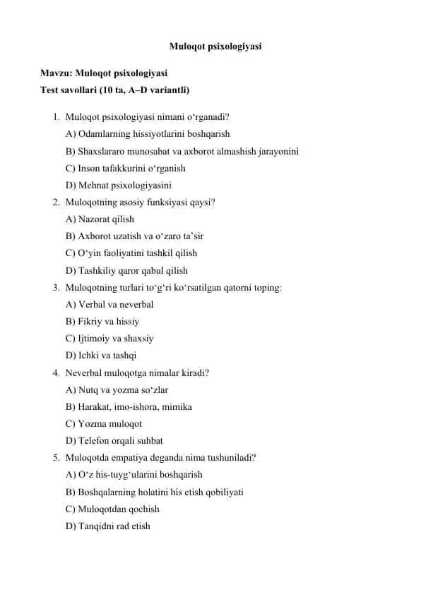 Muloqot psixologiyasi