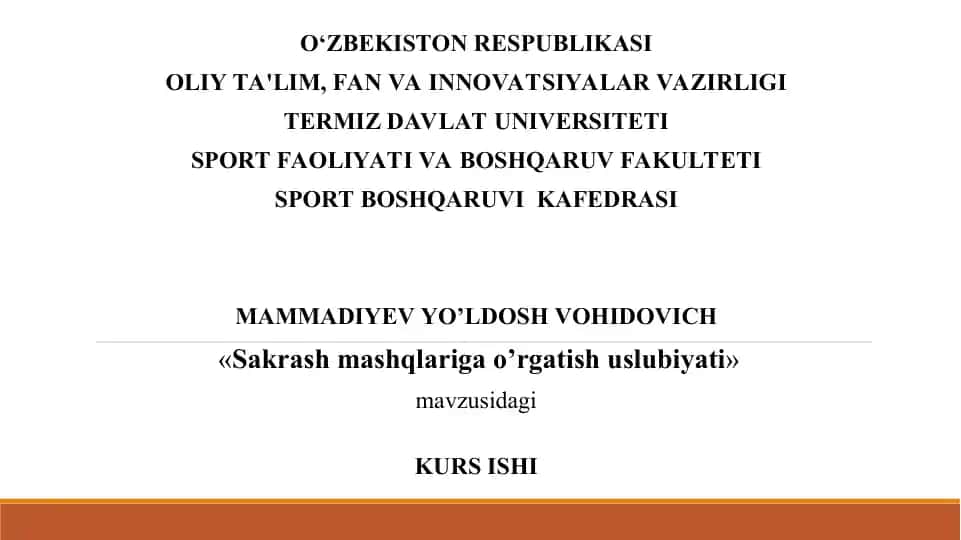 Sakrash mashqlariga o’rgatish uslubiyati