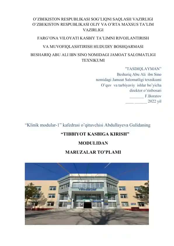 Tibbiyot Kasbiga Kirish moduli