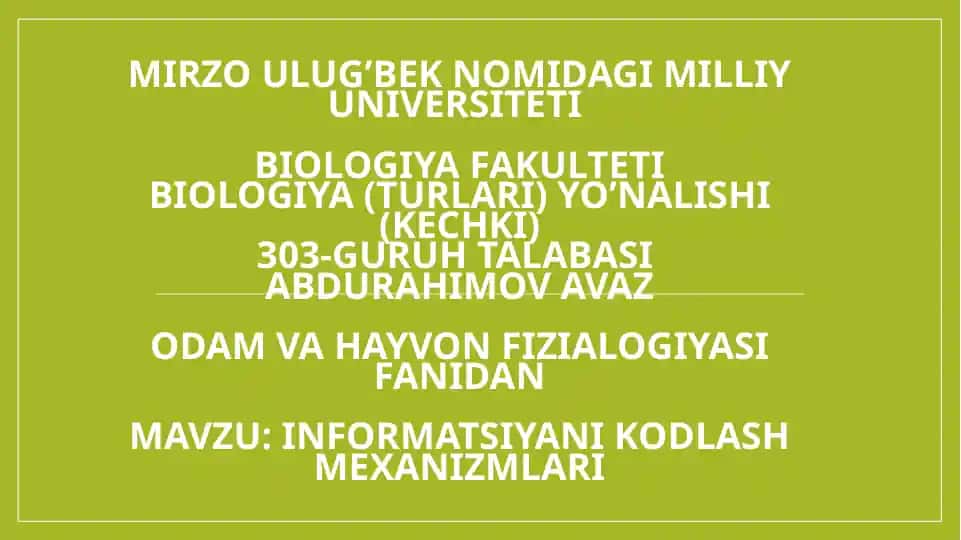 Informatsiyani kodlash mexanizmlari