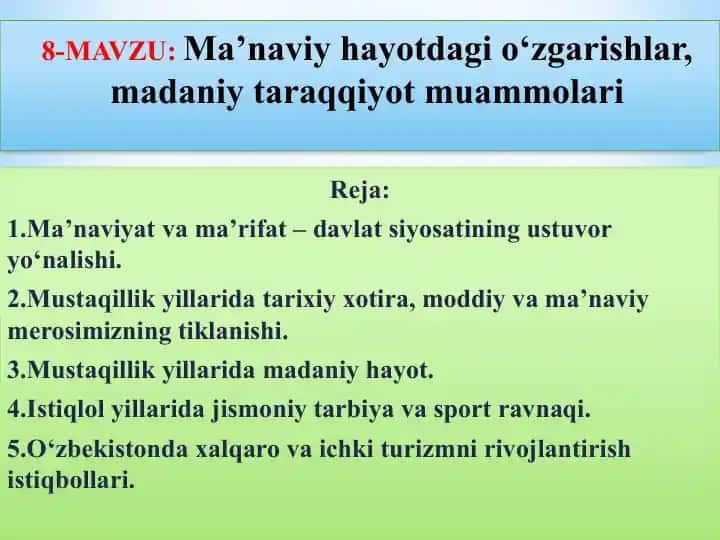 O'zbekistonda Ma'naviyat va Ma'rifat
