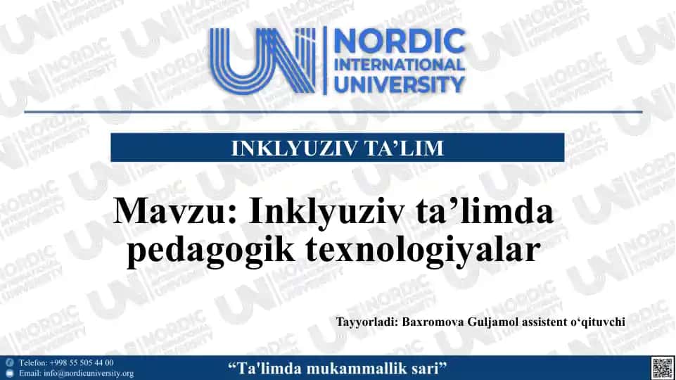 Inklyuziv ta'limda pedagogik texnologiyalar