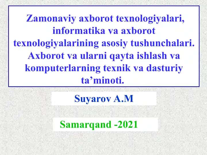 Zamonaviy axborot texnologiyalari