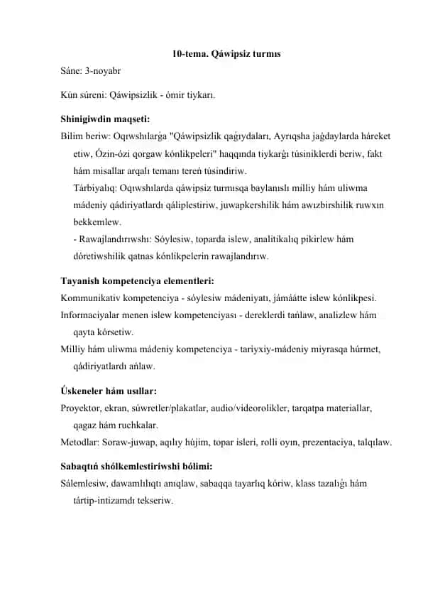 Qáwipsiz turmıs