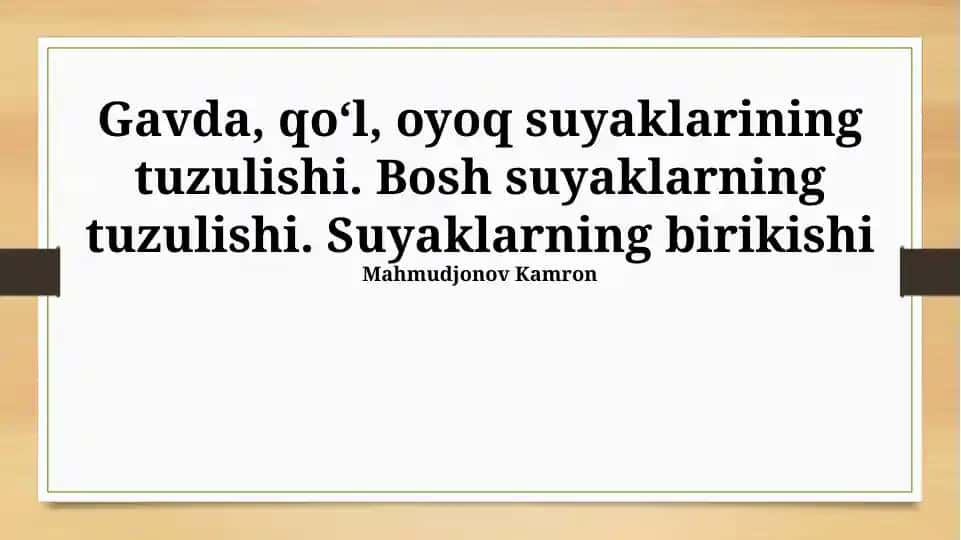 Qo'l va oyoq suyaklarining tuzilishi