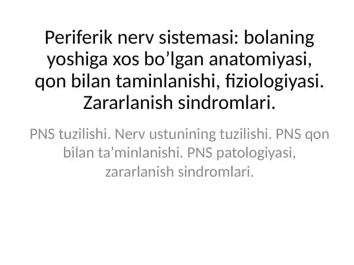 Periferik nerv sistemasi anatomiyasi