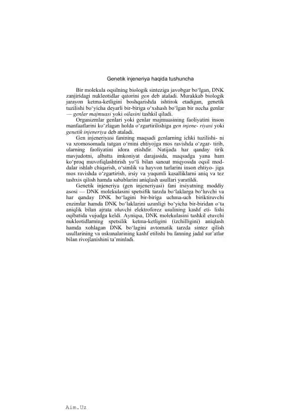 Genetik injeneriya haqida tushuncha