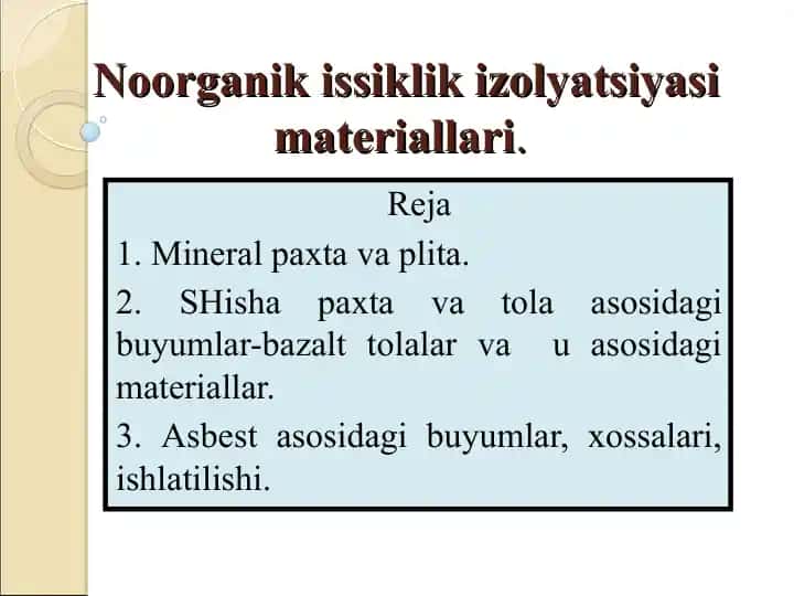 Mineral paxta va plita