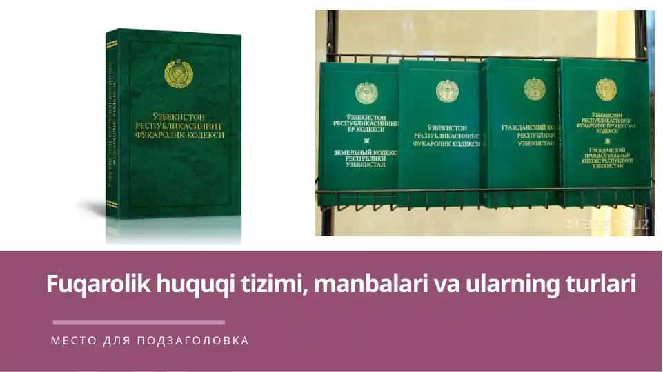 Fuqarolik huquqi tizimi, manbalari va ularning turlari
