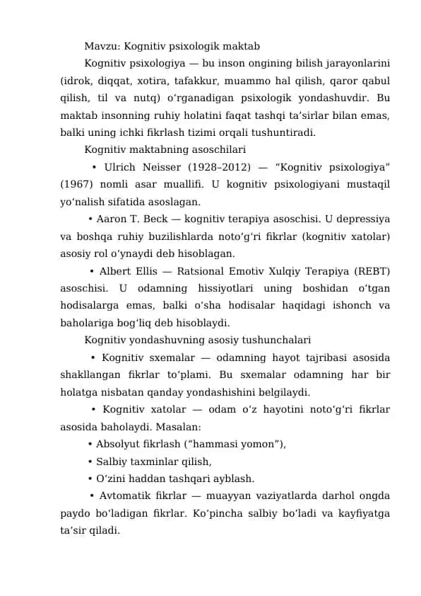 Kognitiv psixologik maktab
