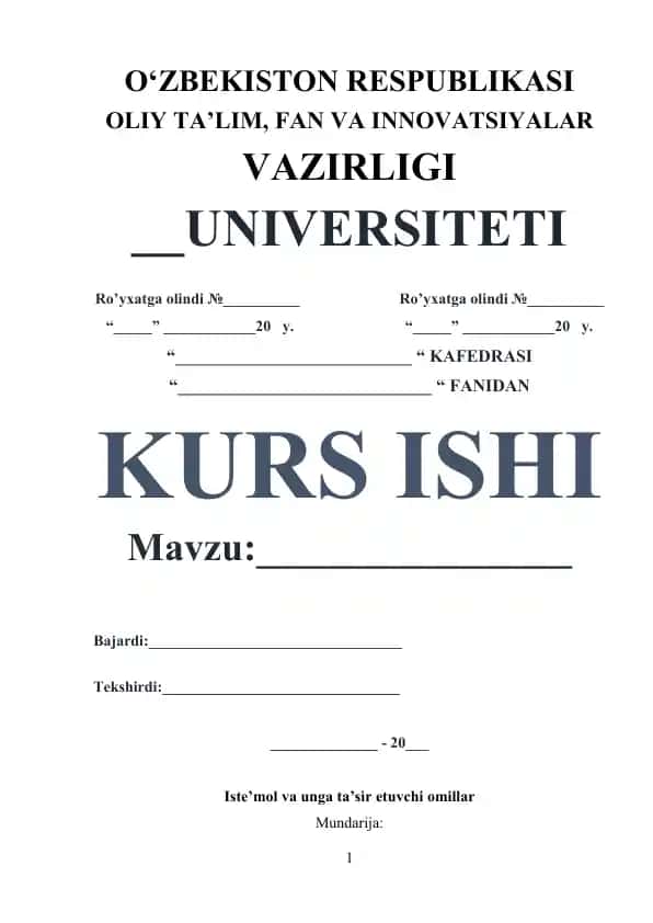 Kurs ishi — Iste’mol va unga ta’sir etuvchi omillar
