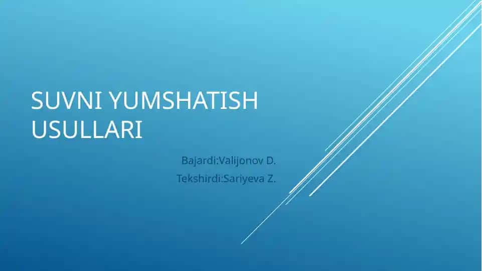 Suvni yumshatish usullari