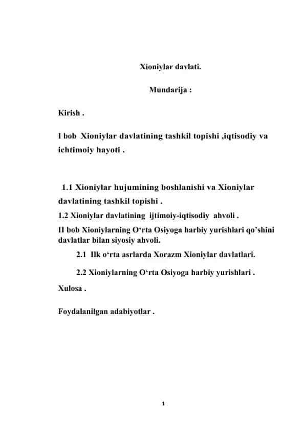 Xioniylar davlati tarixi va ijtimoiy-iqtisodiy ahvoli