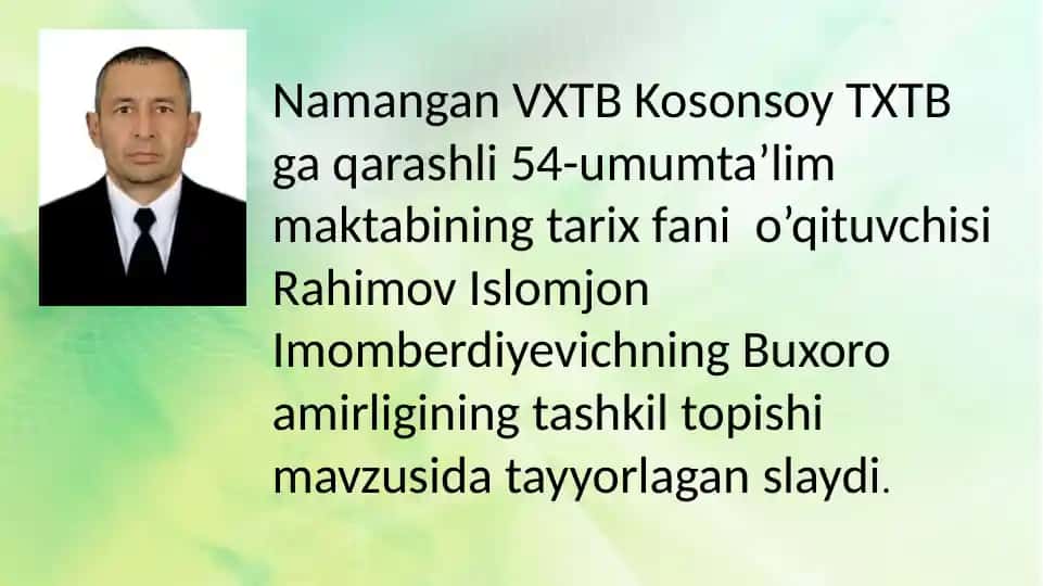 Buxoro amirligining tashkil topishi