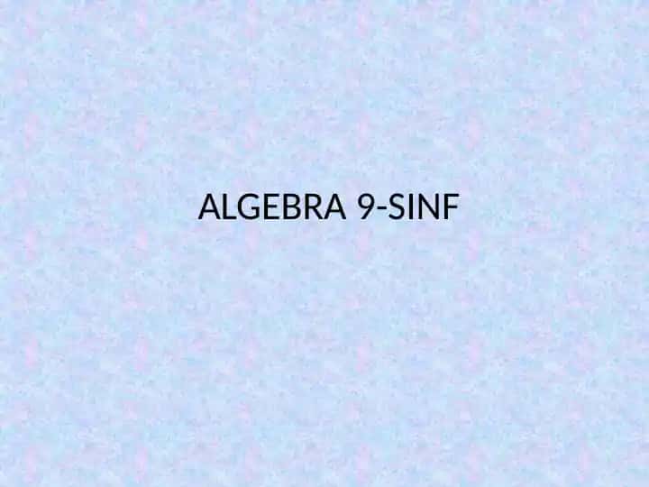 ALGEBRA 9-SINF