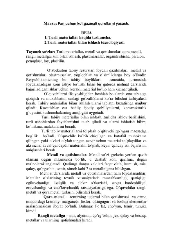 Turli materiallar bilan ishlash