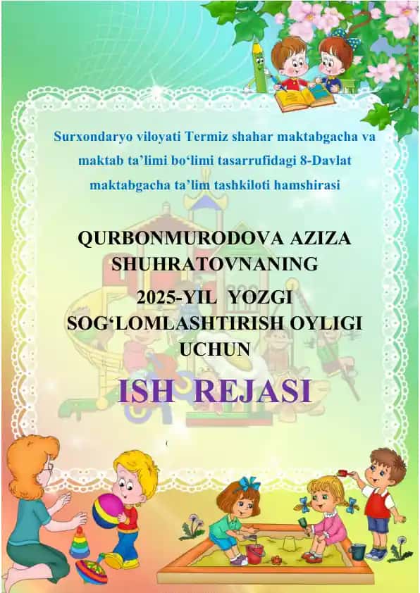 Yozgi Sog‘lomlashtirish Ish Rejasi
