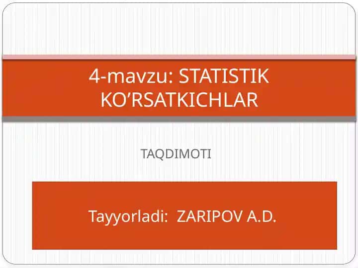 STATISTIK KO’RSATKICHLAR