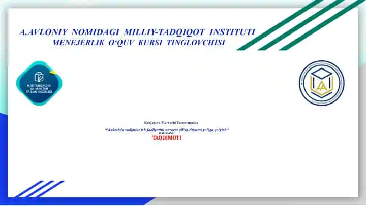 Maktabdaxodimlar ish faoliyati nazorat qilish tizimi