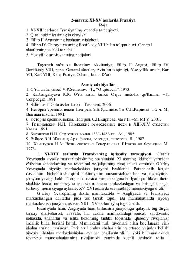 XI-XV asrlarda Fransiya
