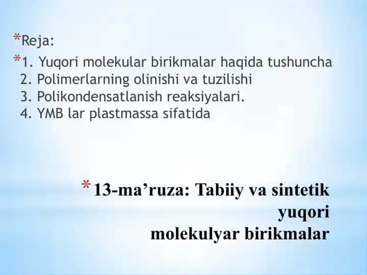 Yuqori molekulyar birikmalar