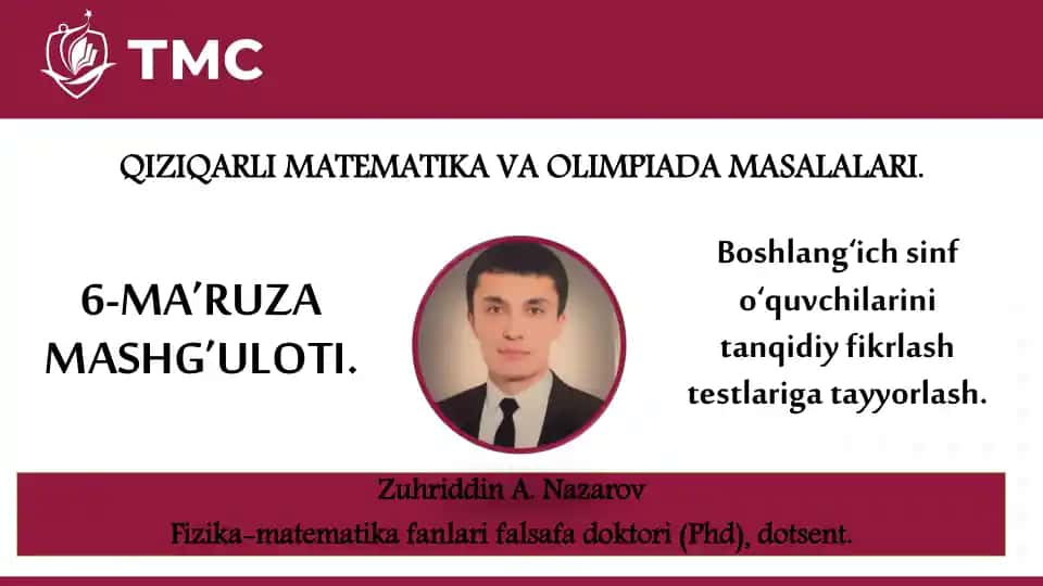 QIZIQARLI MATEMATIKA VA OLIMPIADA MASALALARI