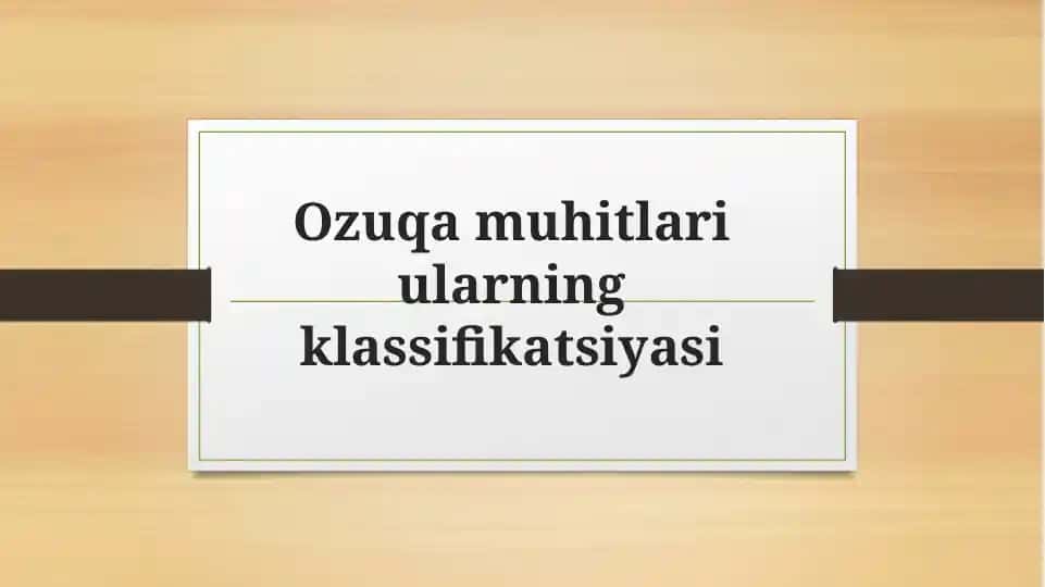 Ozuqa muhitlari
