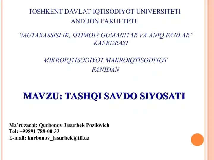 Tashqi Savdo Siyosati