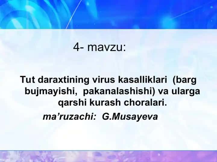 Tut daraxtining virus kasalliklari va ularga qarshi kurash choralari