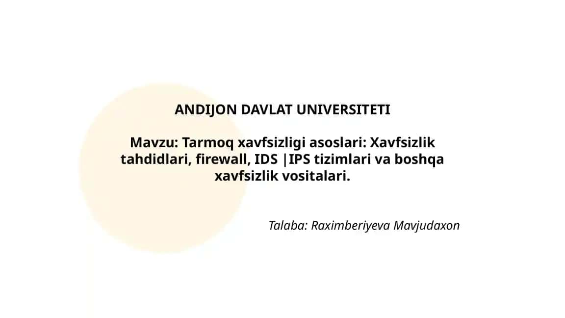 Tarmoq xavfsizligi asoslari