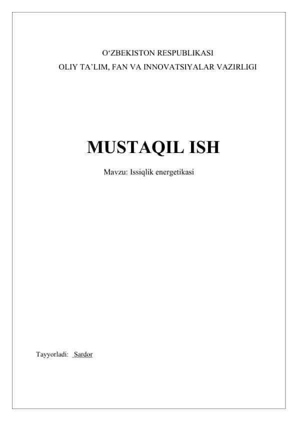 Issiqlik energetikasi
