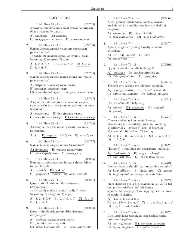 BIOLOGIYA 3331 TEST