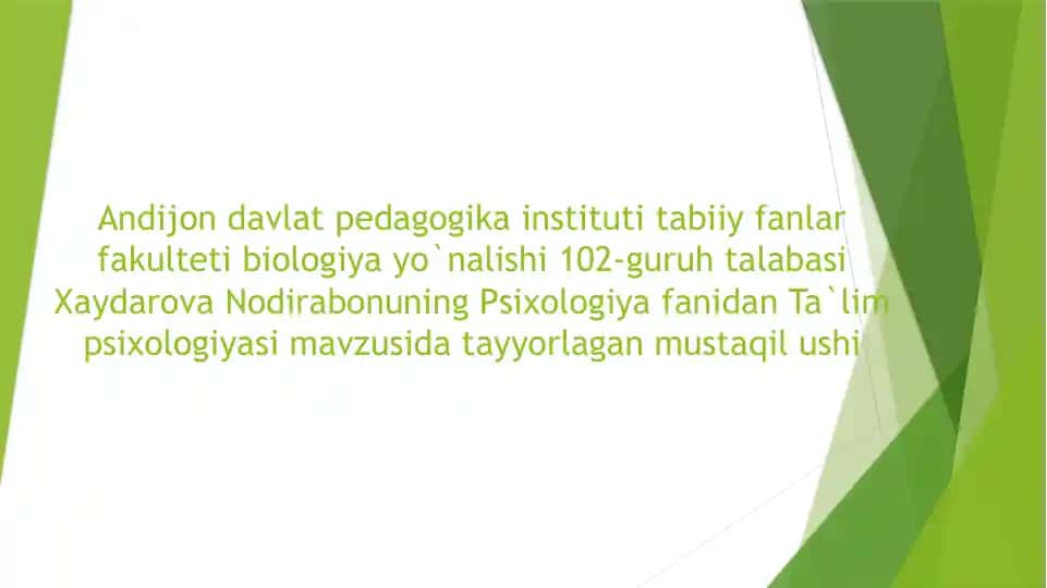 Ta'lim Psixologiyasi