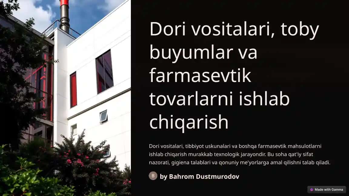 Dori vositalari, toby buyumlar va farmasevtik tovarlar