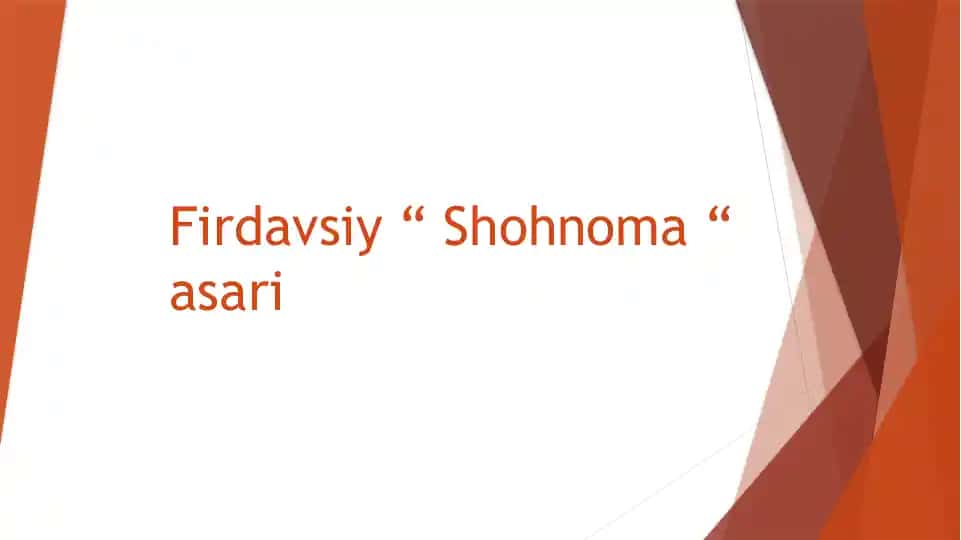 Firdavsiyning " Shohnoma " asari