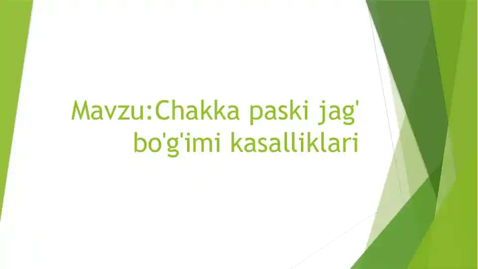 Chakka paski jag' bo'g'imi kasalliklari