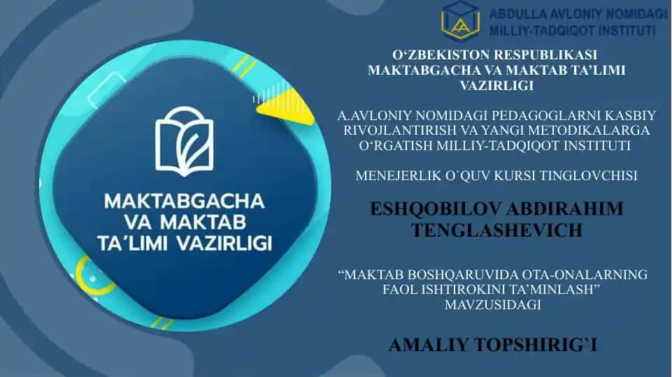 "AMALIY TOPSHIRIG'I"
