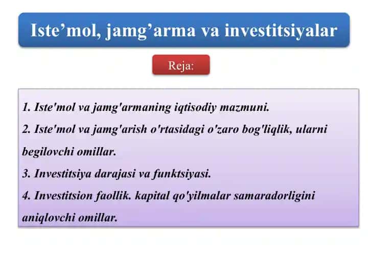 İste'mol va jam'o g'armani iqtisodiy mazmuni