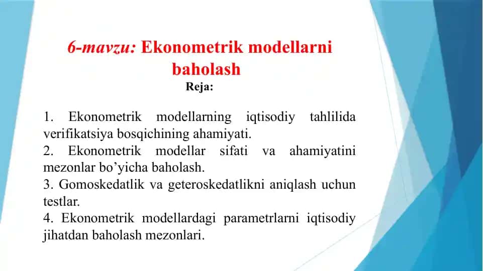 Ekonometrik modellarni baholash