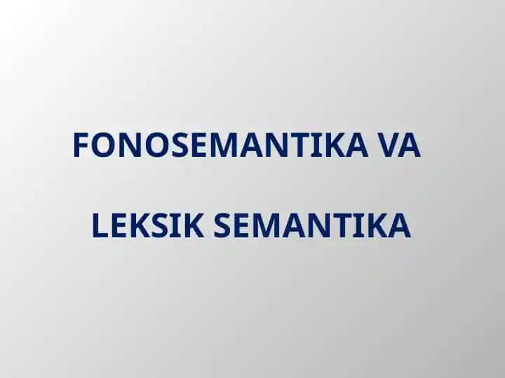 O'zbek tili semasiologiyasi