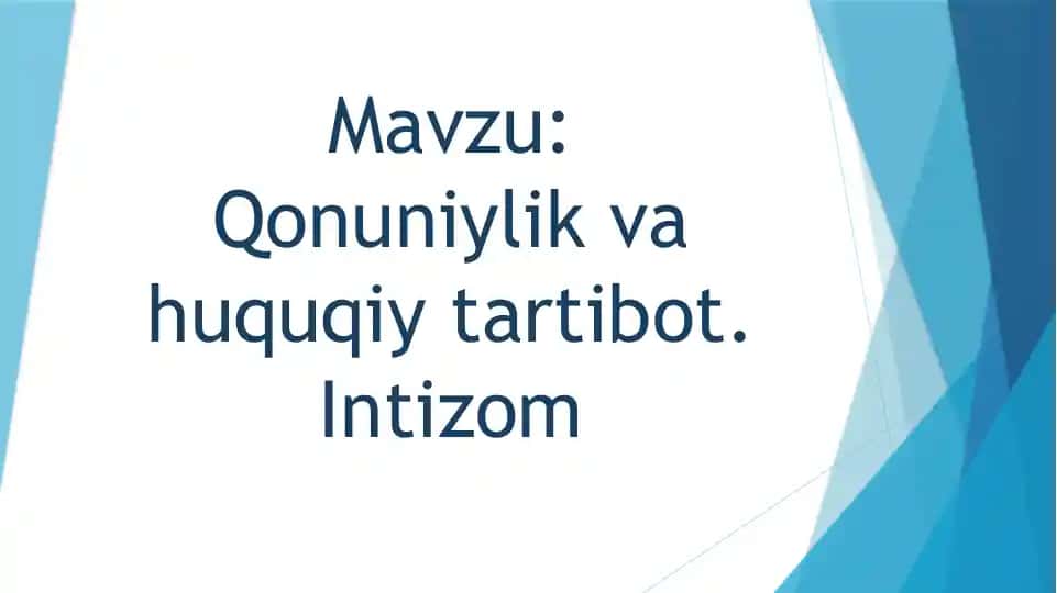 Qonuniylik va Huquqiy Tartibotning Intizomlari