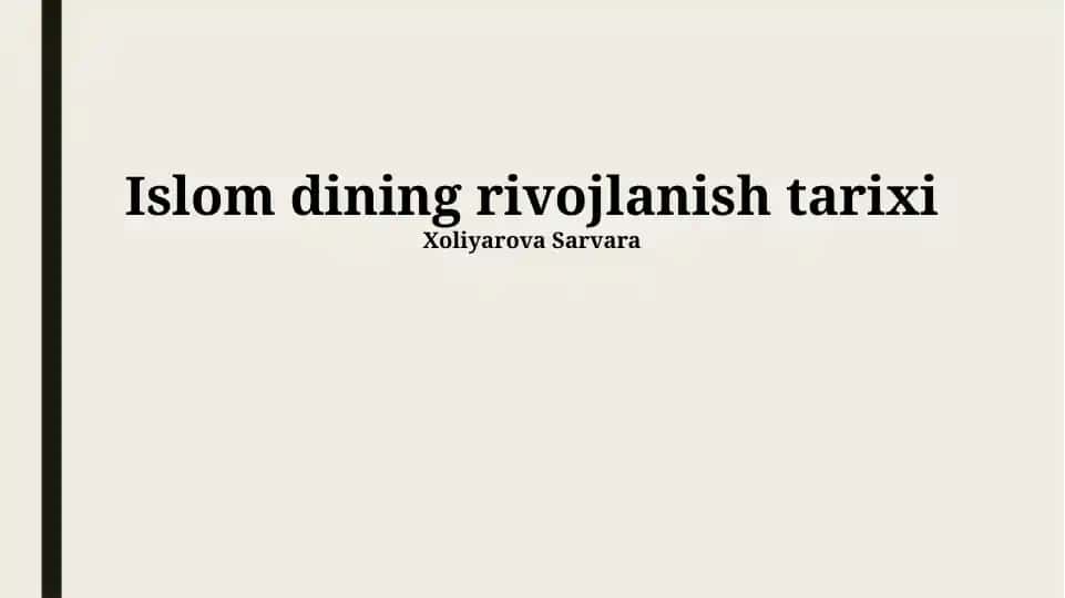Islom dining rivojlanish tarixi