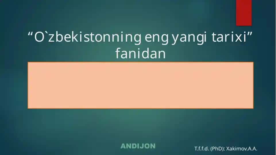 O‘zbekistonning eng yangi tarixi